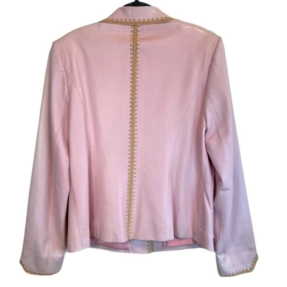 NWT ST. JOHN Lamb Leather Silk Light Pink Blazer Jacket 12 - Picture 16 of 16